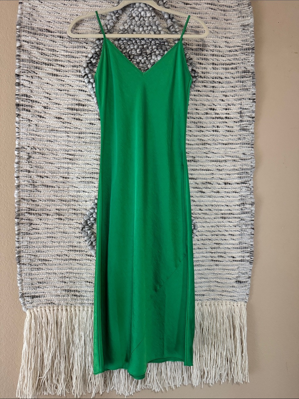 Wilfred Emerald Green Slip Midi Dress with V-Neck
